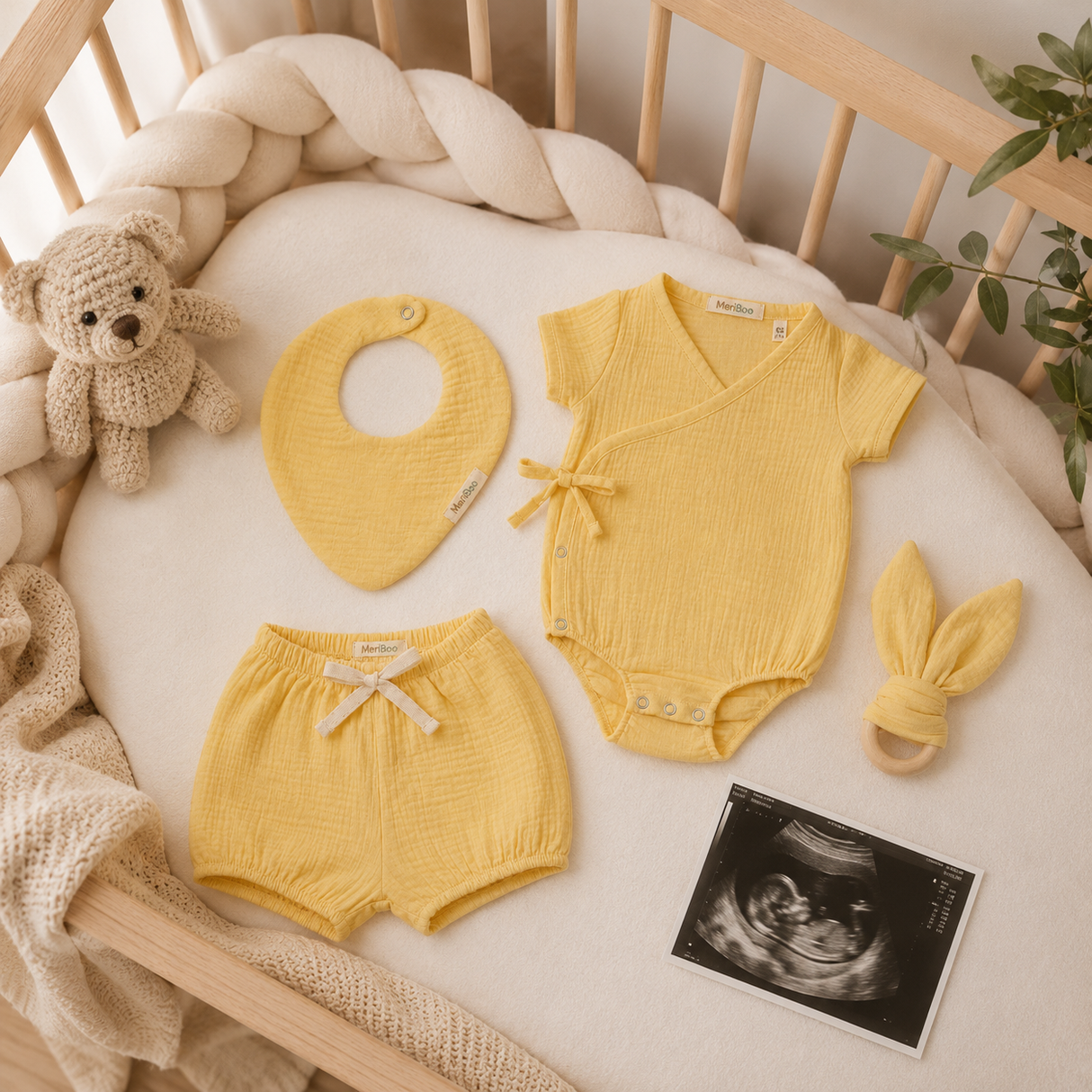 Neugeborenen-Set „First Summer“ aus 100 % Bio-Musselin