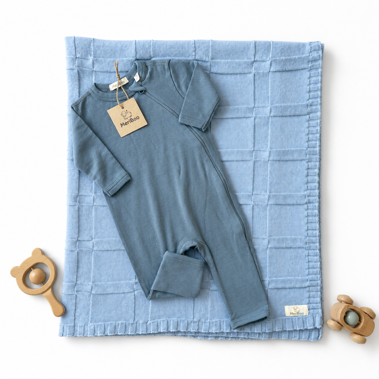 MeriBoo-Set – Strampler + Decke aus 100 % zertifizierter Merinowolle „Sweet Dreams“