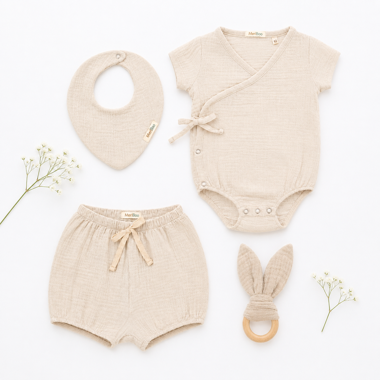 Neugeborenen-Set „First Summer“ aus 100 % Bio-Musselin