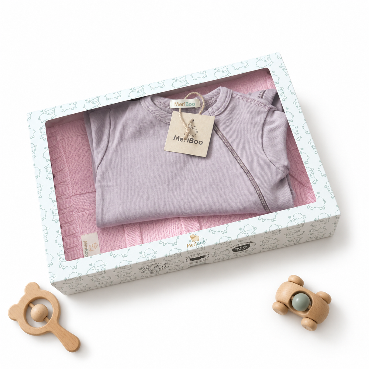 MeriBoo-Set – Strampler + Decke aus 100 % zertifizierter Merinowolle „Sweet Dreams“