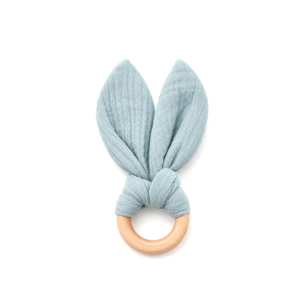Baby-Beißring mit Öhrchen aus 100 % Bio-Musselin
