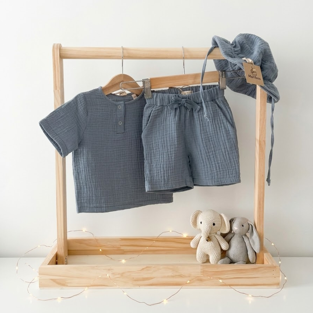MeriBoo – Basisset aus 100 % Bio-Musselin „Mini Essentials Summer“