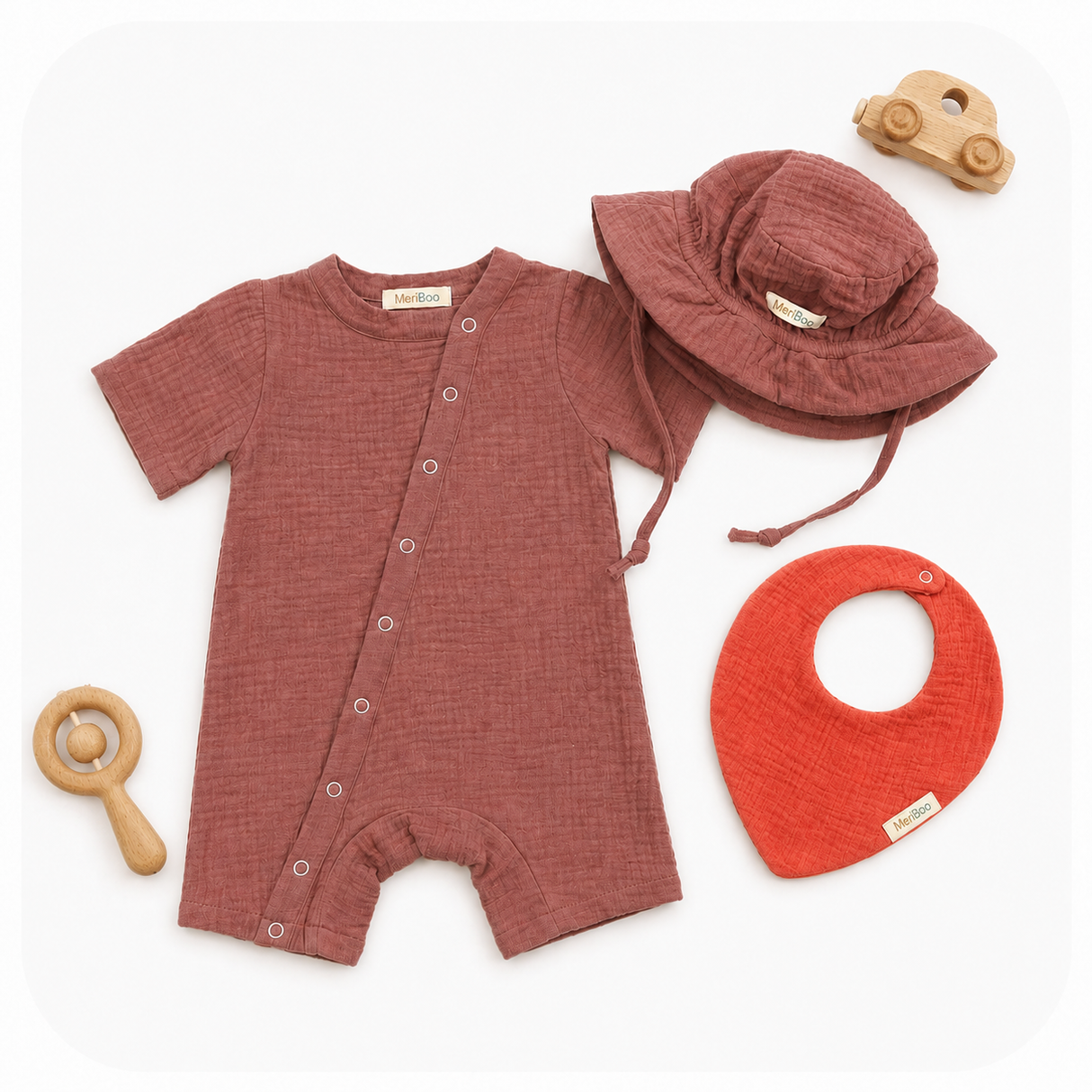 Set „Play All Day“ aus 100 % Bio-Musselin
