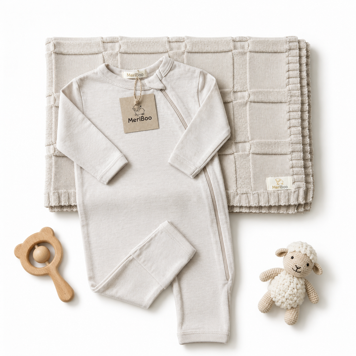 MeriBoo-Set – Strampler + Decke aus 100 % zertifizierter Merinowolle „Sweet Dreams“