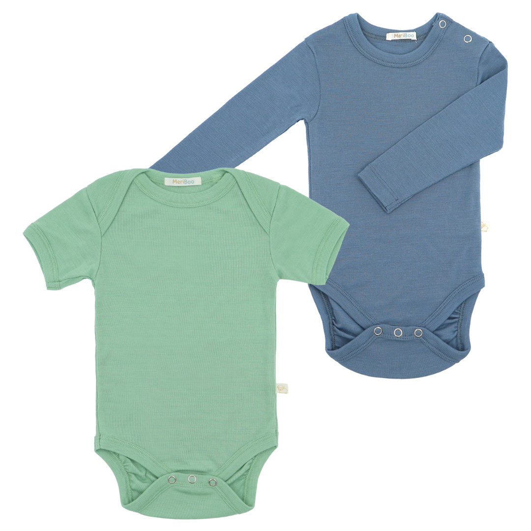 Set aus Langarmbody + Kurzarmbody aus 100 % zertifizierter feiner Merinowolle