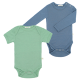 Set aus Langarmbody + Kurzarmbody aus 100 % zertifizierter feiner Merinowolle