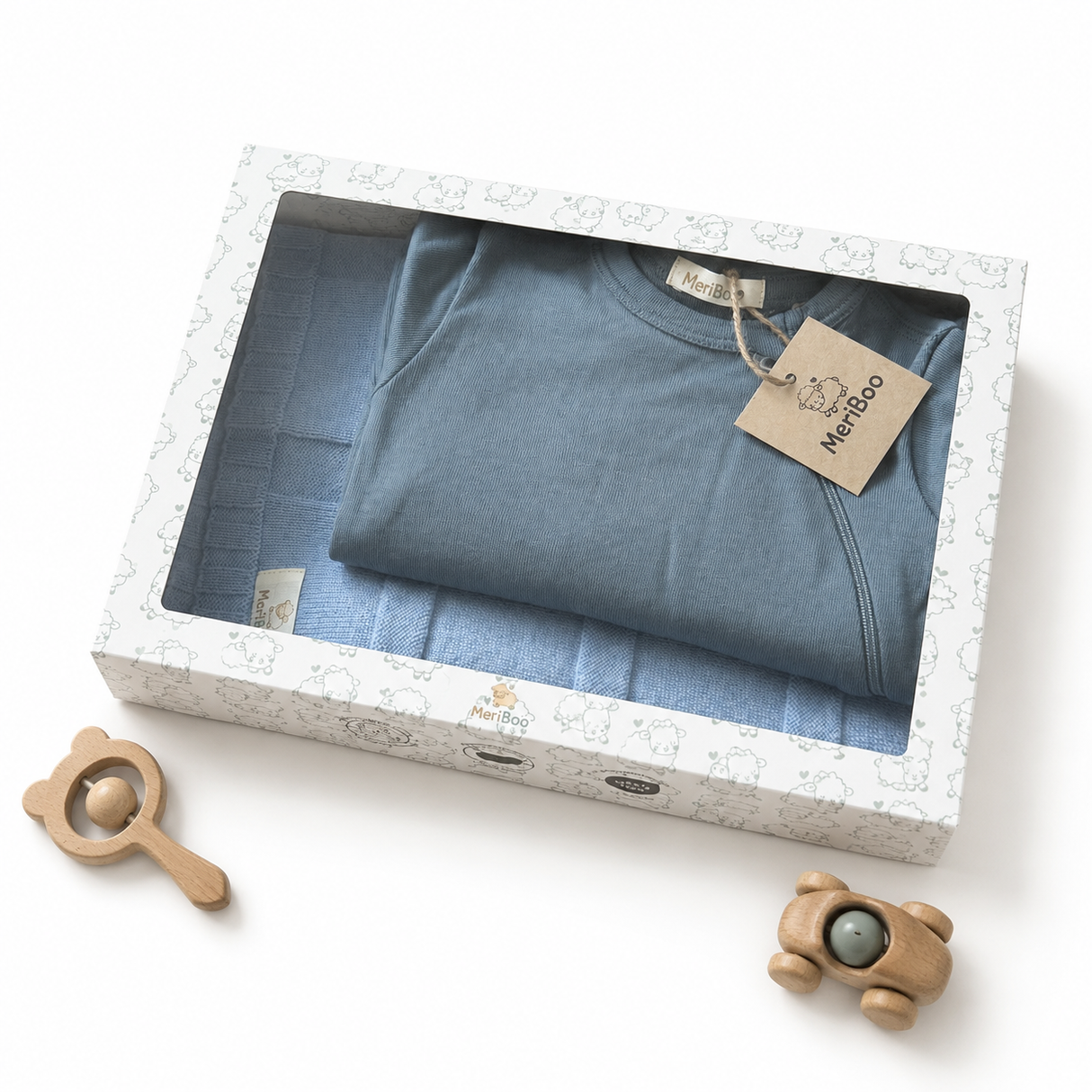 MeriBoo-Set – Strampler + Decke aus 100 % zertifizierter Merinowolle „Sweet Dreams“