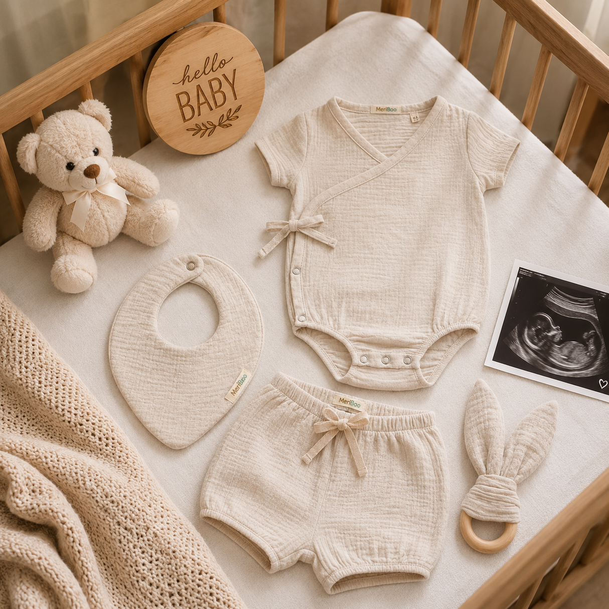 Neugeborenen-Set „First Summer“ aus 100 % Bio-Musselin