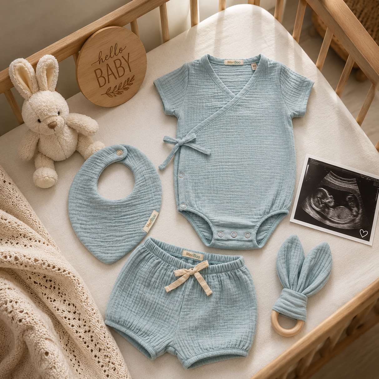 Neugeborenen-Set „First Summer“ aus 100 % Bio-Musselin