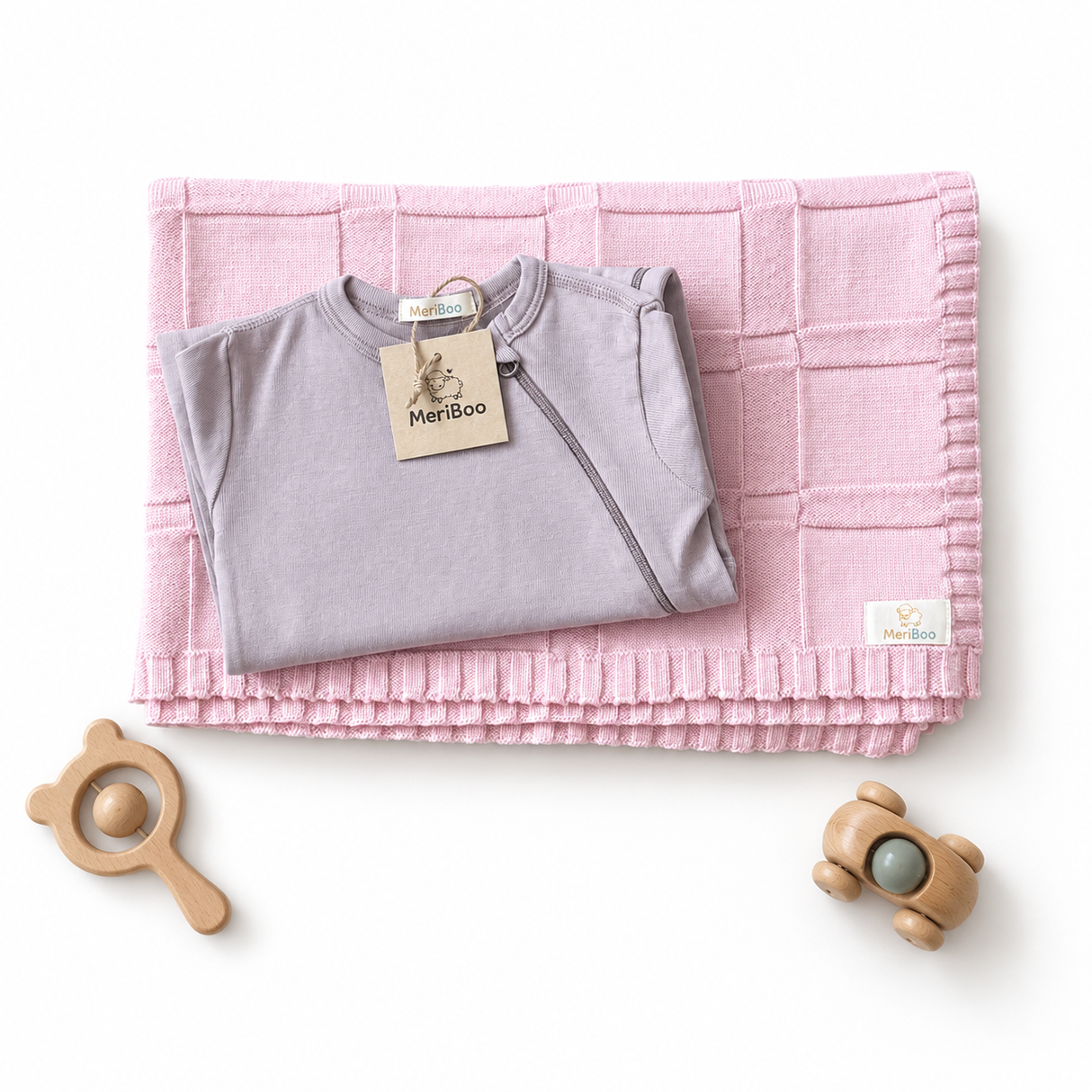 MeriBoo-Set – Strampler + Decke aus 100 % zertifizierter Merinowolle „Sweet Dreams“