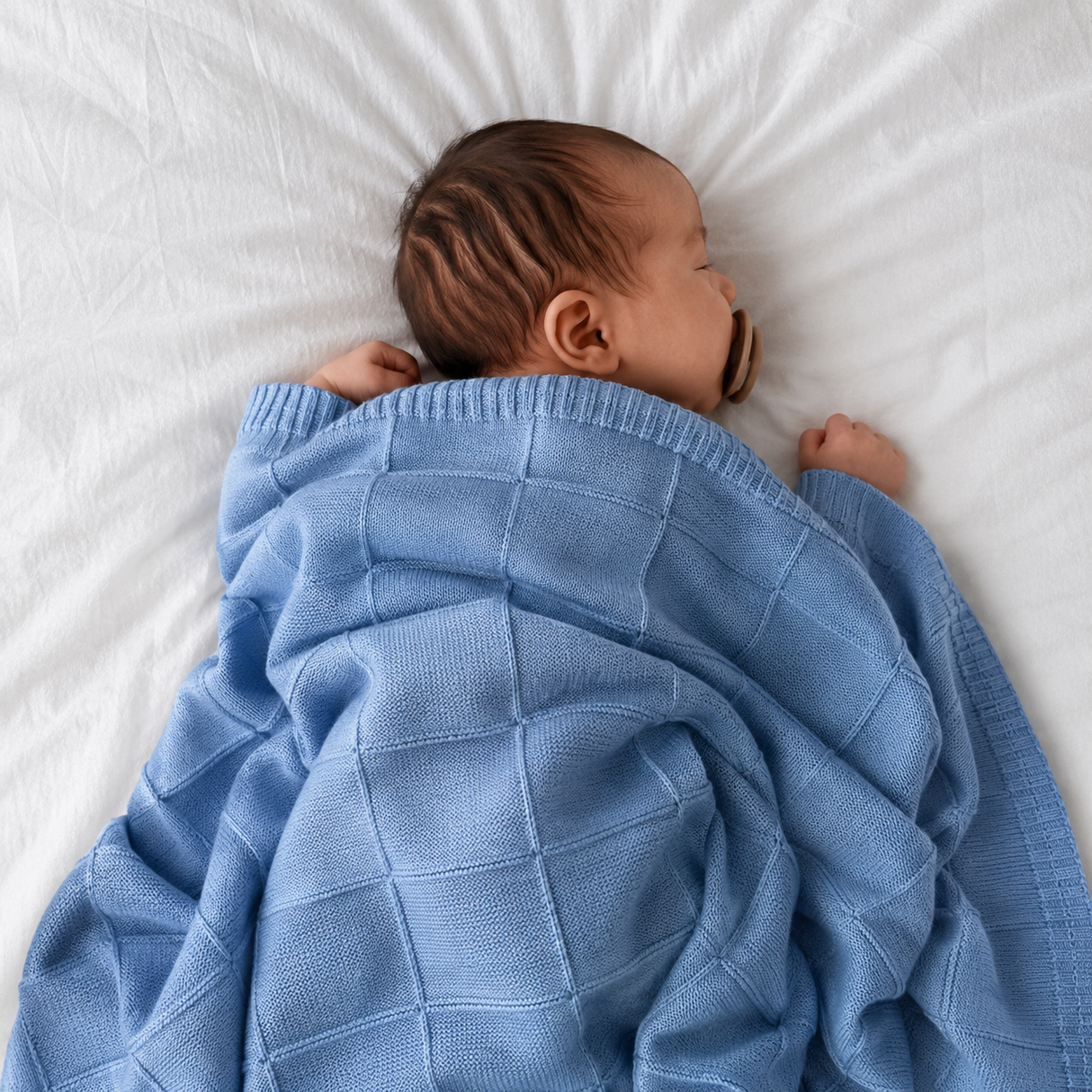 Luxuriöse Babydecke aus 100 % zertifizierter Merinowolle – 100 x 80 cm.