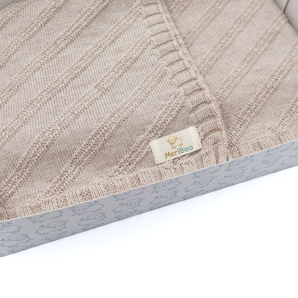 Luxuriöse Babydecke aus 100 % zertifizierter Merinowolle – 80 x 80 cm