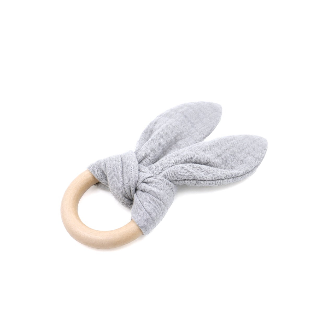 Baby-Beißring mit Öhrchen aus 100 % Bio-Musselin