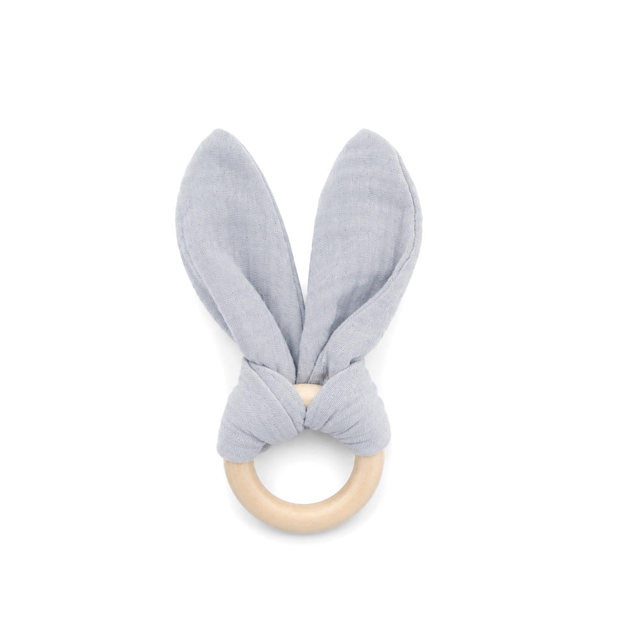 Baby-Beißring mit Öhrchen aus 100 % Bio-Musselin