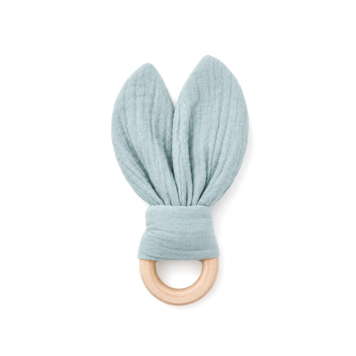 Baby-Beißring mit Öhrchen aus 100 % Bio-Musselin