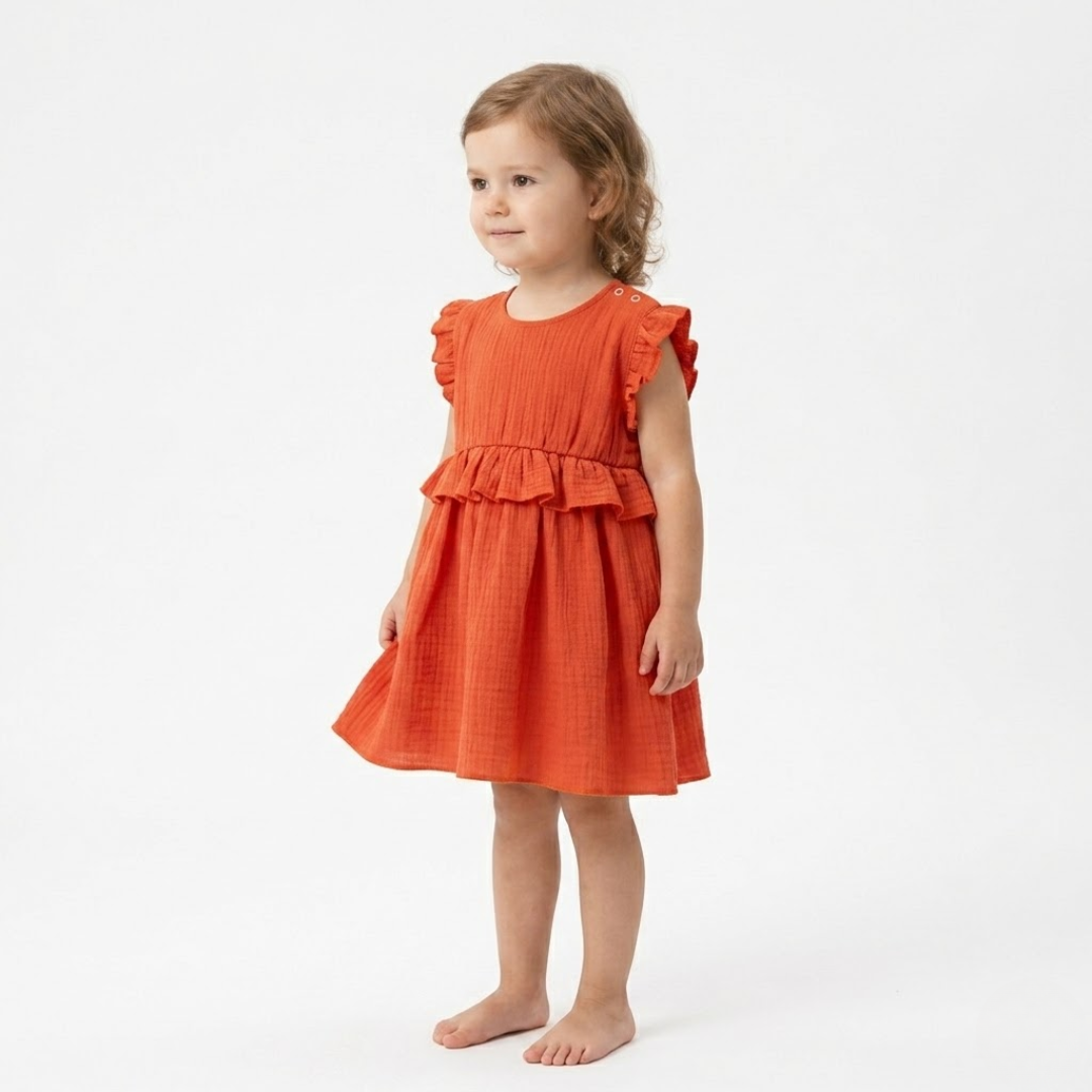Kleid „Soft Breeze“ aus 100 % Bio-Musselin mit Knöpfchen zum einfachen Anziehen