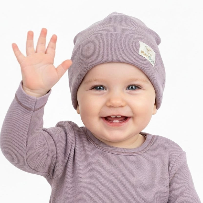 Mütze aus 100 % zertifizierter feiner Merinowolle für Babys und Kinder