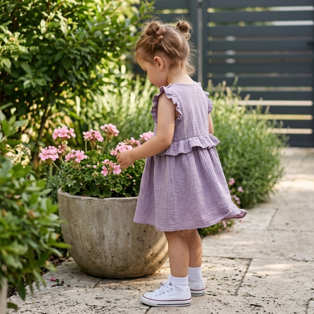 Kleid „Soft Breeze“ aus 100 % Bio-Musselin mit Knöpfchen zum einfachen Anziehen