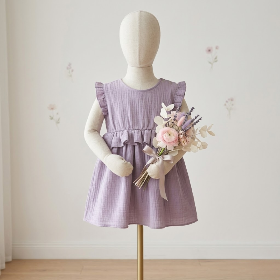 Kleid „Soft Breeze“ aus 100 % Bio-Musselin mit Knöpfchen zum einfachen Anziehen