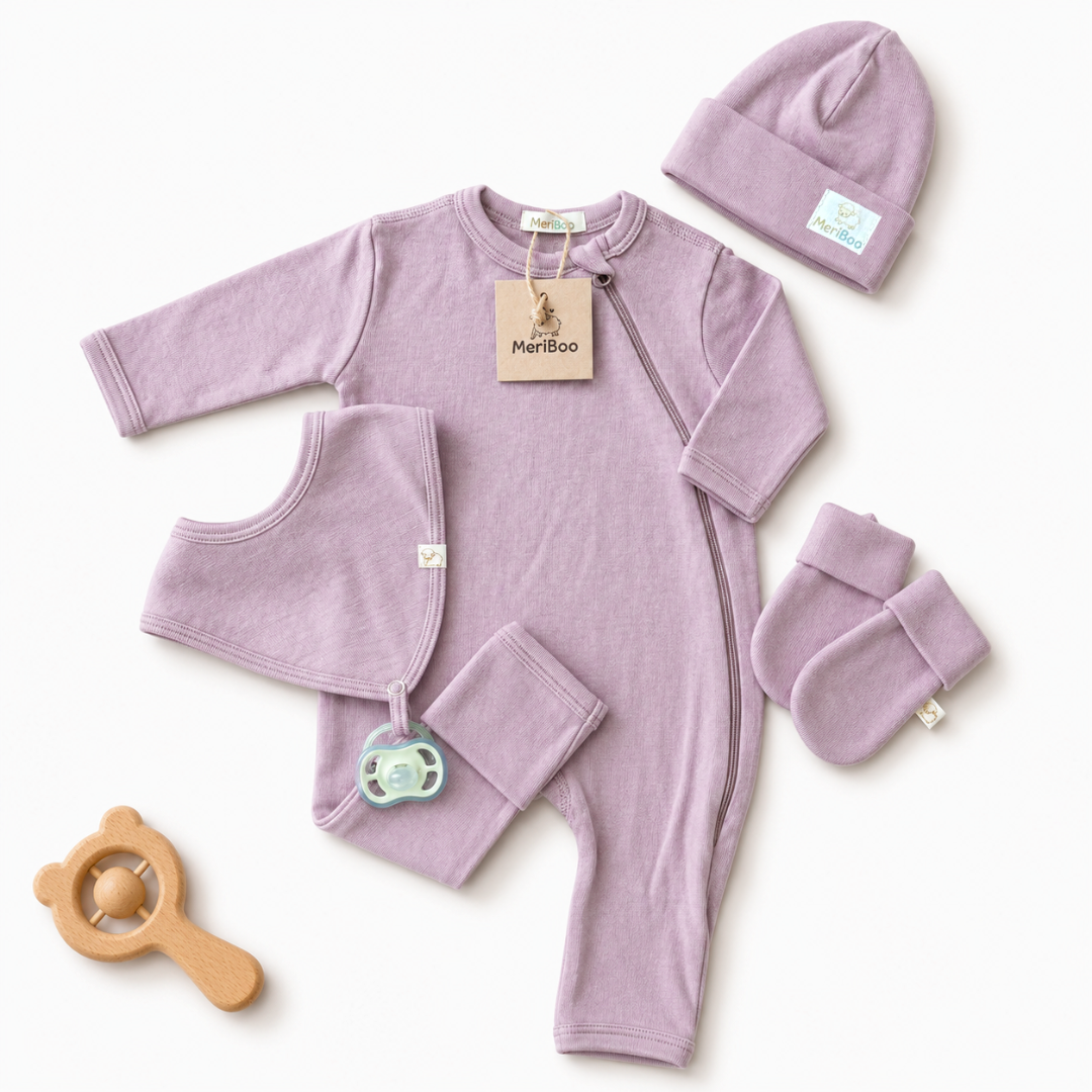 Neugeborenen-Set aus zertifizierter feiner Merinowolle „Newborn Essentials“