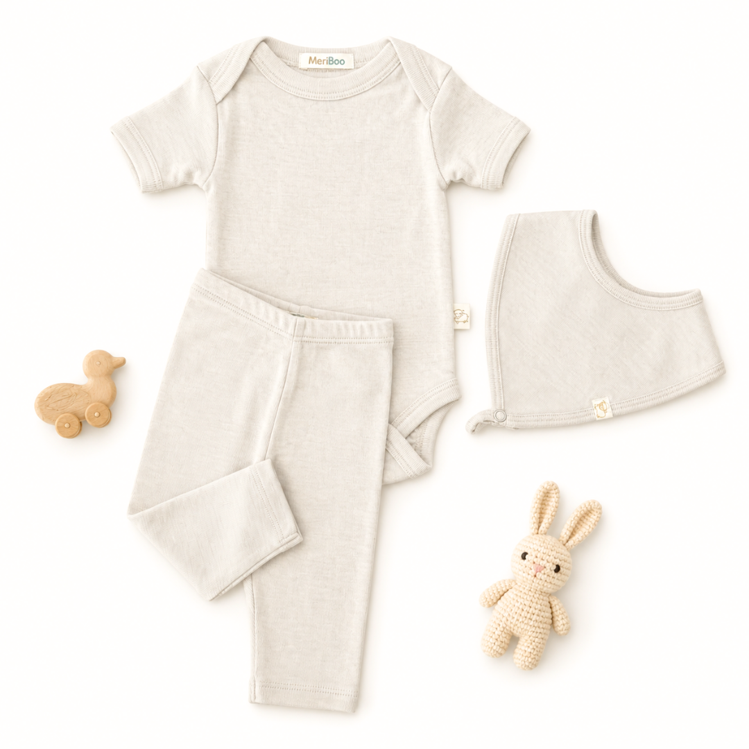 MeriBoo – Basisset aus 100 % zertifizierter feiner Merinowolle „Mini Essentials Spring“