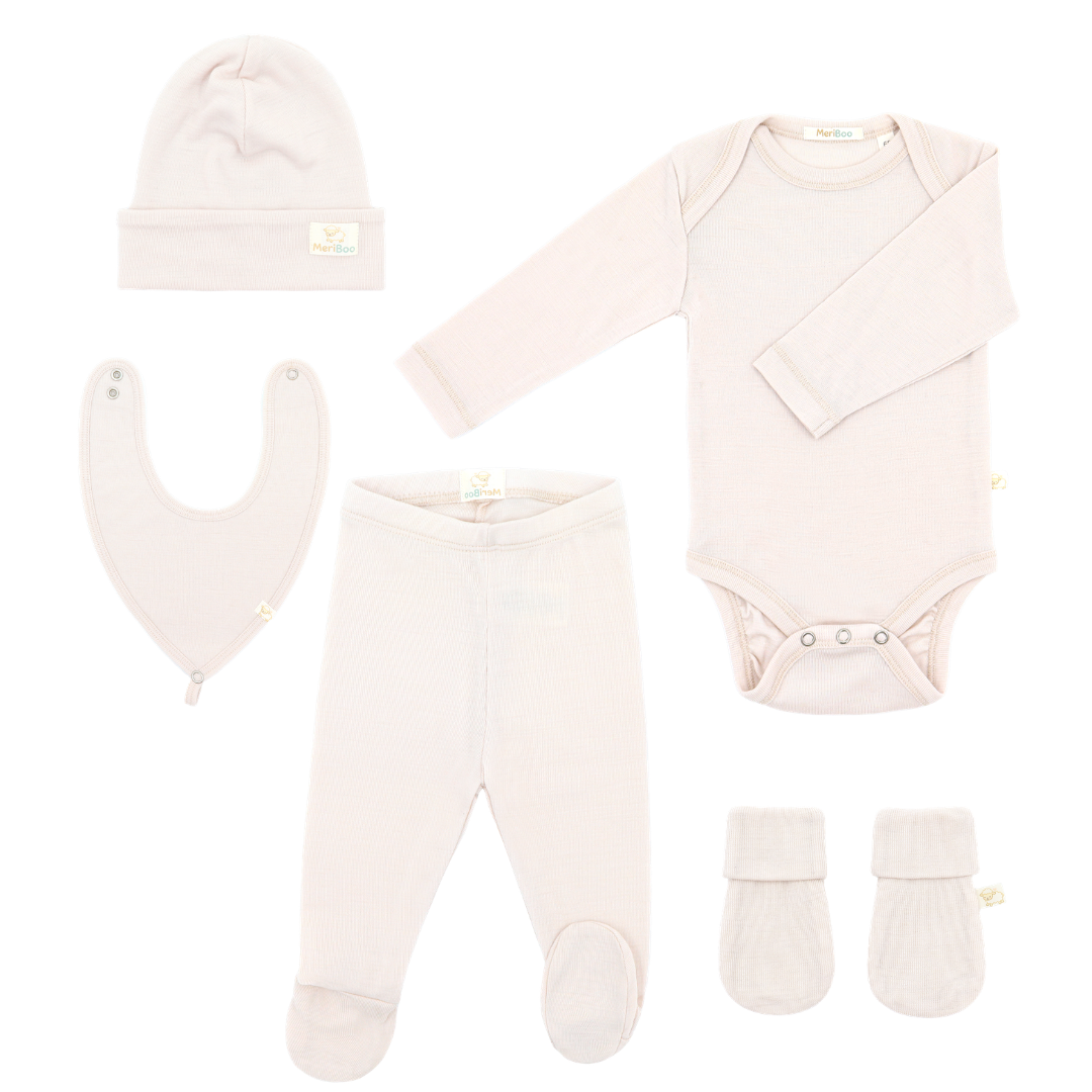 Geburtsset aus zertifizierter feiner Merinowolle „Newborn Essentials Plus“