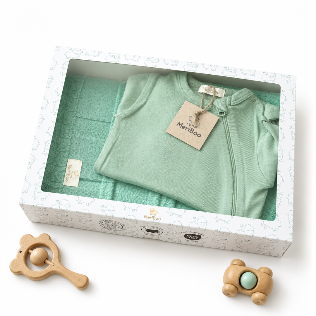 MeriBoo-Set – Strampler + Decke aus 100 % zertifizierter Merinowolle „Sweet Dreams“